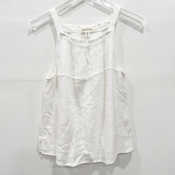 Anthropologie Cloth & Stone White Gauze Halter Tank Top Square Neck XS - Picture 5 of 8